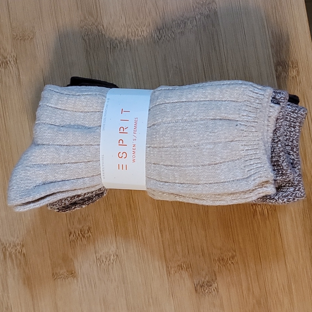 Esprit womens socks, foot size 4 to 10, 4 pack, 2 dark brown, 1 cream, …